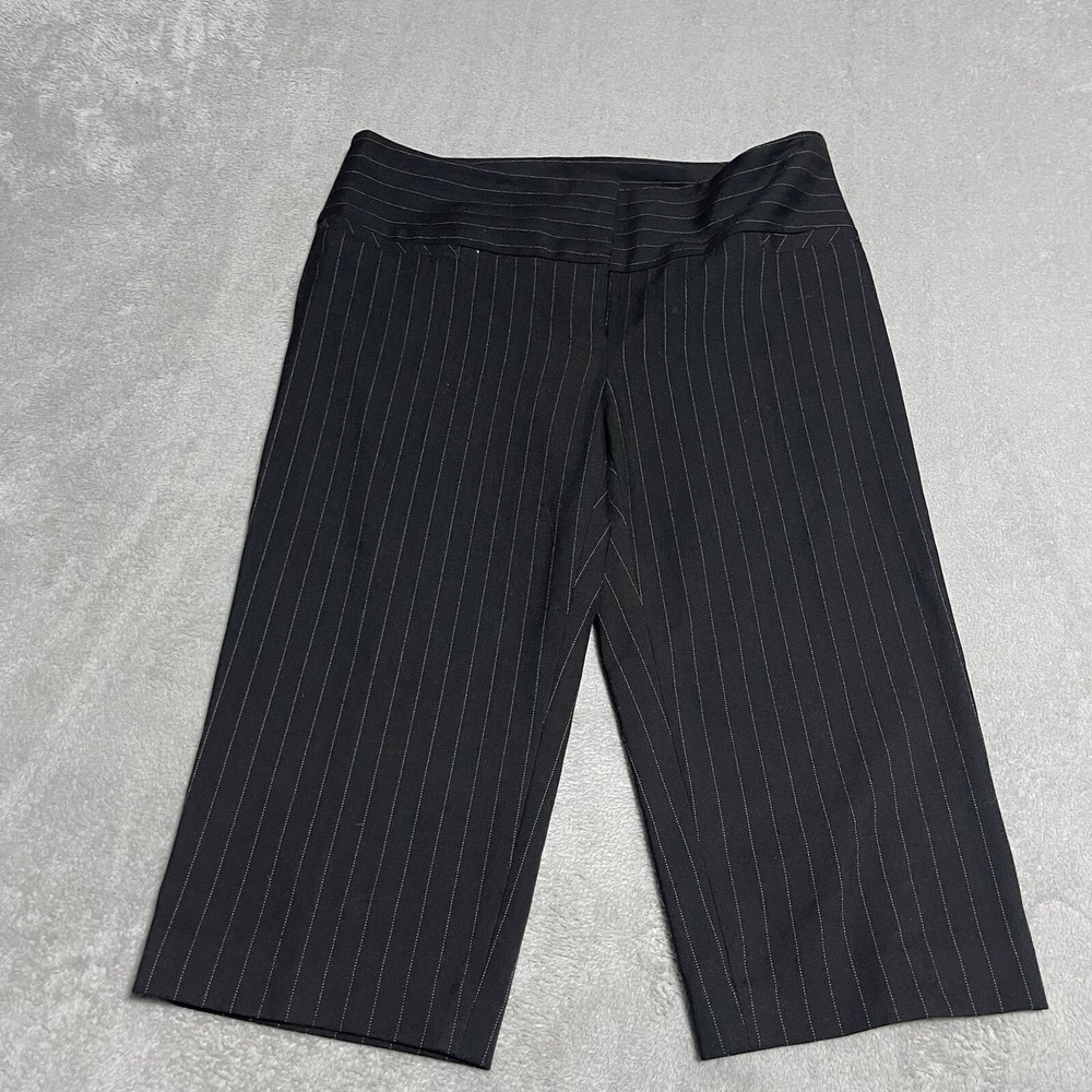 Karen Kane Pants Womens 8 Dress Black Pin Striped Capri Crop High Waist Stretch
